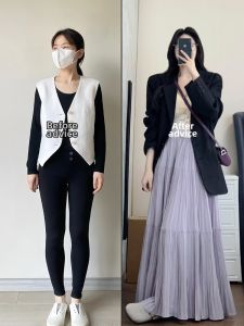 XUECAIQI | Plus Size Slimming And Age-Reducing Suit Jacket Skirt Set