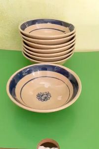 Set 5 tô sành viền xanh loại bé 14 cm ( 200ml )