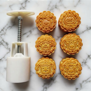 New Tsum6 Hand Press Mooncake Mould 6 Pieces Pack 50g 63g 75g 125g Cartoon Style Baking Tools for Kitchen Cooking