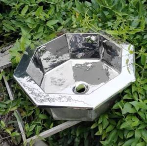 Hong Kong Grand Hyatt Hotel Stainless Steel Wash Basin Undermount Oval Copper Island Sink Octagonal round Basin Bathroom Furniture