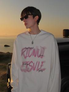 Áo Thun Dài Tay Nam Cotton Mỹ Dáng Rộng Thoải Mái Mùa Thu Phong Cách Mỹ in Chữ Cổ Tròn Thoáng Khí