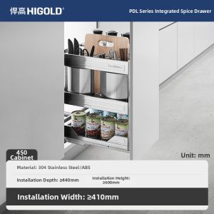 HIGOLD | Double Layer Drawer Type Bowl and Seasoning Organizer 304 Stainless Steel