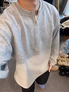 เสื้อฮู้ดแขนยาวทรงหลวมไซส์ใหญ่ Henry Collar สำหรับผู้ชายและผู้หญิง ฤดูใบไม้ร่วง 2025 วัสดุอื่นๆ ปกติ ปกติ