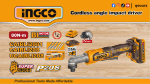 INGCO 20V 80NM CORDLESS ANGLE IMPACT DRIVER | BRUSHLESS MOTOR | CAIRLI2081