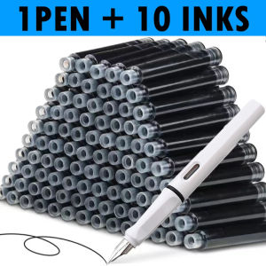 deli | 11pcs Fountain Pen Set 0.38mm Fine Point Replaceable Ink for Smooth Writing Multifunctional Office Stationery Learning Supplies