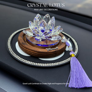 Good Luck Lotus Wooden Car Decoration Crystal Lotus Flower Center Console Interior Accessories Automobile Decorative Ornaments