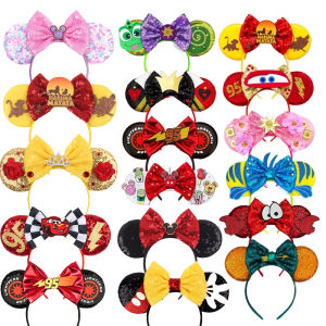 2026 New Style Mickey Minnie Ear Headband Sequin Bows Girl Adult Kids Halloween Party Cosplay Hair Accessories Princess Hairband