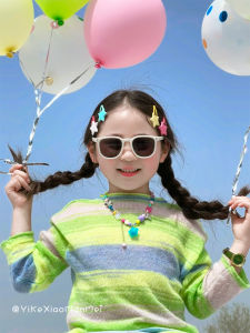 Kawaii Sweet Girl Childrens Hair Clip Sunglasses Necklace Baby Girl Sun Glasses Toddler Neck Chain Accessories Hair Card