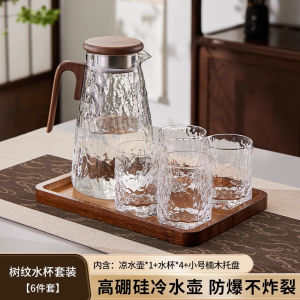 High-End Thickened Large Capacity Glass Borosilicate Cold Water Pot Set for Home Use Refreshing Cool Water Cup Durable Kitchenware
