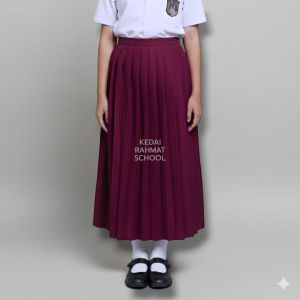 Rok Sekolah SD MI Panjang Merah Tua Maroon Bahan Rapilo Tebal Premium