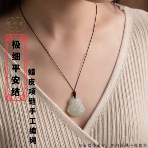 Exquisite Womens Jade Pendant Cord Bracelet Handwoven Silk No-Tie Necklace  out New Fashion Jewelry Accessories