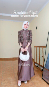 Gamis Brokat - Gamis Satin Silk Premium - Dress Brukat Deena - Dress Kondangan - Denna - Demore