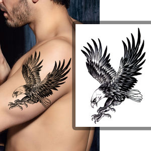Christmas Retro style large flower arm bald eagle pattern temporary waterproof tattoo stickers party men tattoo stickers
