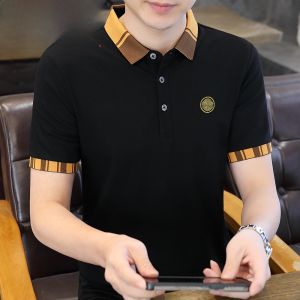 HENGYUANXIANG | Hengyuanxiang Mens Short Sleeve Polo Shirt Casual Color Block Standard Fit Breathable Cotton Polyester Blend Summer T-Shirt