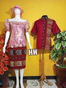 BAJU TENUN CAUPLE MERAH MAROON