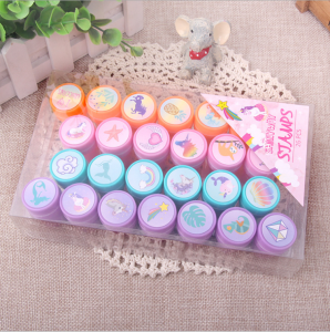 New 26-Stamp Childrens Stamp Set Cute Unicorns Kindergarten Teachers Rewards Primary School Students Colorful Stamps