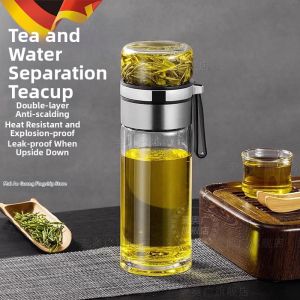 TAOKOU | Double Layer Borosilicate Glass Tea and Water Separation Cup Durable and Portable