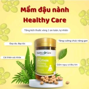 Viên uống mầm đậu nành Healthy Care Super Lecithin 1200mg đẹp da cân bằng nội tiết tố - Lọ 100v
