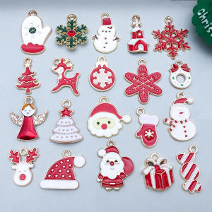 5pcs/20pcs Alloy enamel red Christmas series Pendant Jewelry Making DIY Keychain Earrings Charms for Jewelry Bracelets Necklace