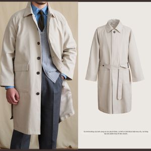 Áo Khoác Trench Coat Mid-length Cổ Bẻ Vintage Anh Quốc