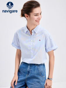 Navigare | Blue Casual New Stripe Cotton-Linen Shirt