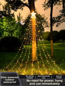 PAIMIJI | Solar Pentagram Waterfall Light String Christmas Outdoor Decoration