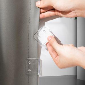 2Pcs Transparent No Punching Shower Curtain Clips Windproof Self-adhesive Shower Curtain Clips Fixer