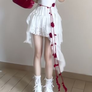 VKSOD | Pure Desire Ballet Style One Shoulder Short Sleeve Womens Top And Lace Asymmetrical Skirt Two-Piece Set Summer 2025