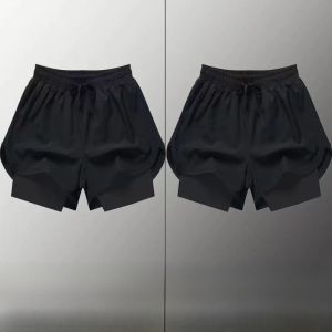 Mens Running Shorts Quick Dry Fitness Training Equipment Loose Marathon Athletic Track Pants Three-quarter Length Drawstring