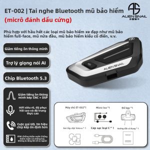 ALIEN SNAIL | Tai Nghe Bluetooth Gắn Mũ Bảo Hiểm Chống Ồn Pin Lâu Dùng Cho Mũ Fullface Và Nửa Đầu
