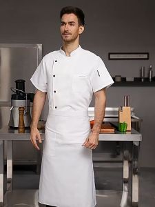 Chef Uniform for Men/Women Short Sleeve Restaurant Cotton Cook Chefs Uniform Jacket Catering Waiter Top Restaurant and Hotel Staff Uniforms Cotton Breathable