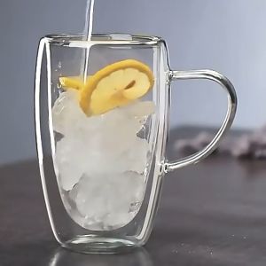 Gelas Kaca Cangkir Kopi Teh Double Wall Glass Tahan Panas 2 Lapis kaca 410 ML