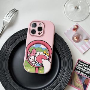 Suitable for Apple 15 Phone Case Iphone15promax Female New Arrival 14plus All-Inclusive Lens 13pro Cute Cartoon 12kt Cat 11 Liquid Silicone Por Drop-Resistant Soft Silicone Protective Case Jun