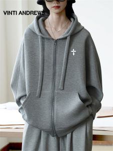 Minimalist Stylish Double-breasted Hooded Sweatshirt Air Layer Cotton