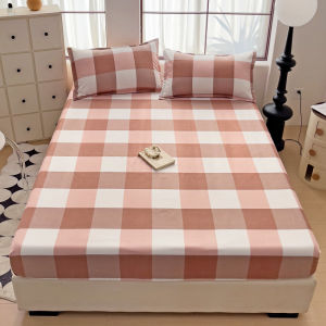 1 Pc Fitted Sheet Simple Plaid Mattress Protector Fitted Sheets Single/Super Single/Queen/King/Super King Sheets Pillowcases