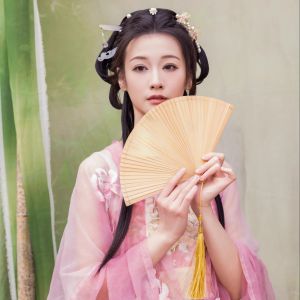 Portable Bamboo Fan Ladies Foldable Dance Fan Black Color Summer Cooling Tool Traditional Chinese Style Handmade Crafted