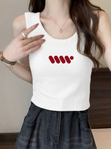 White Strapless Womens Vest Top Unique Print Slim Fit Short Sleeveless Shirt Summer Inner Wear Casual Versatile Female Clothing