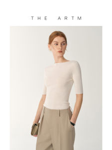 Machine Washable Low Back One-shoulder Fitted Knitted Short-sleeved Top