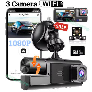3Camera Dash Cam For Car Camera 1080P Video Recorder WIFI Car DVR 2lens Front Internal Options Rear View Camera Car Accessories