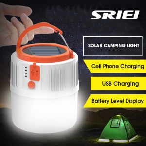 SRIEI 200W Solar Camping Light USB Rechargeable Bulb Outdoor LED Light Bulb Portable LED Night Market Light Emergency Light Lampu Pasar Malam for Hiking Tent Fishing Camping 太阳能灯泡