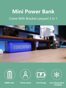 Samsun Mini Powerbank 20000mAh Original 22.5W Fast Charging Small Portable CCC Certified Built In Cable For Type C Phone Stand Cute Lanyard