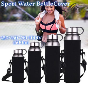420ml-1500ml Water Bottle Holder Insulated Bag with Travel Strap/ Black Insulated Bottle Carrier Bag Camping Accessories