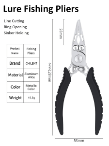 CHILENT Multifunctional Curved Mouth Lure Pliers Fishing Aluminum Alloy Mini Portable Pliers Scissors Outdoor Fishing Tools