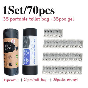 70PCS Portable Toilet Gel Packs & Bags Set Absorbent Resin Odor Eliminator Emergency Sanitation for Camping Hiking & Outdoor