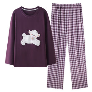 Bộ đồ ngủ nữ MiiOW Catman làm bằng vải cotton dài tay đơn giản