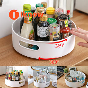 I know 360 Rotating Tray Kitchen Storage Rotating Seasoning Storage Box Kitchen Plastic Storage Shelf