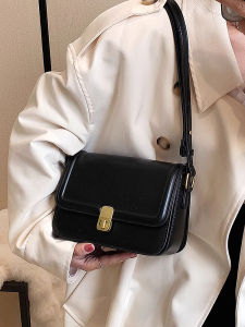 Elegant Small Square Bag for Women Single Shoulder Crossbody Bag Fashionable Trendy PU Leather Soft Surface No Zipper Closure