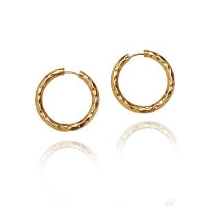 ต่างหูห่วงสีเงิน18K ชุบทอง • กันน้ำไม่เสื่อมเสีย316L สแตนเลสไททาเนียมเหล็กต่างหูขนาดใหญ่แฟชั่นสำหรับผู้หญิงผู้ชาย ER417