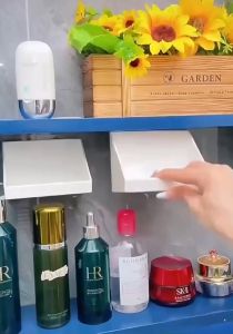 2Pcs Japanese-Style Slanted Cabinet Storage Box Self-adhesive Wall-Mounted Layered Racks Lipstick Cotton Swab Holder Box Bathroom Organizer