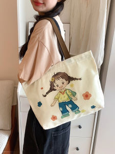 Korean Lazy Style Large Capacity Canvas Tote Bag Single Shoulder Bag for Women College Students Class New 2025 Korean Style